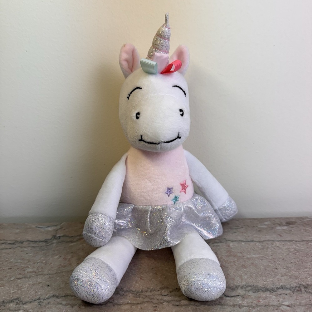 HB Hudson Baby Unicorn White Pink Star Silver Horn Hooves Plush Stuffed Animal